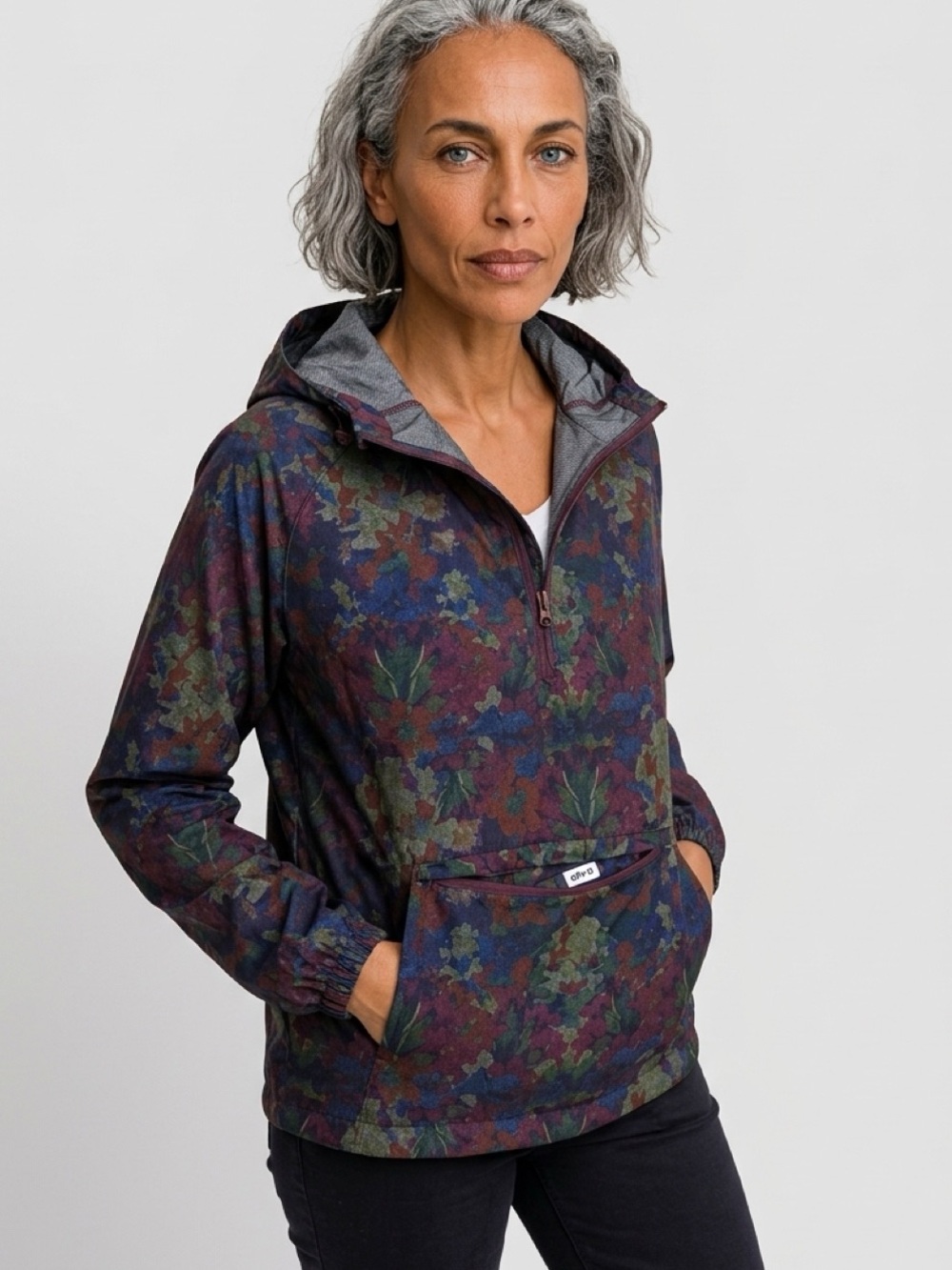 Orvis | Floral 1/4 Zip Hooded Windbreaker Pullover Jacket XS